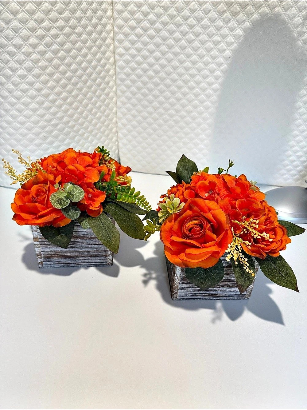 Orange & Green Faux Floral Arrangements Set of 2